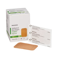 Adhesive Bandage Strip, Fabric, Tan, 2" X 3", Sterile