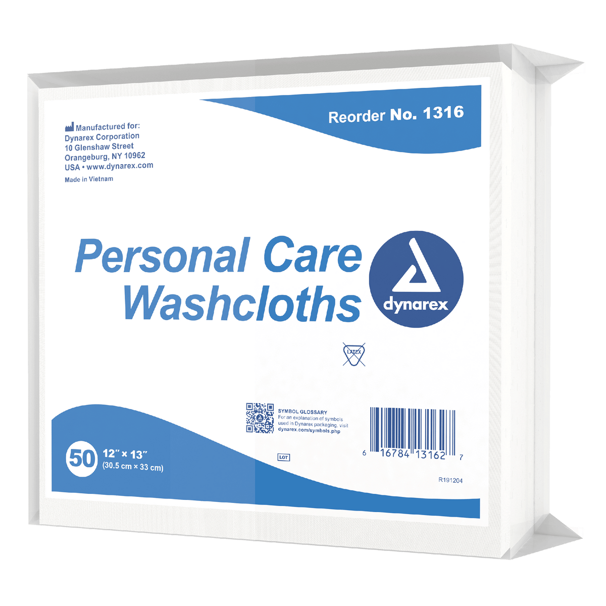 Dynarex Personal Care Washcloth 12" x 13"