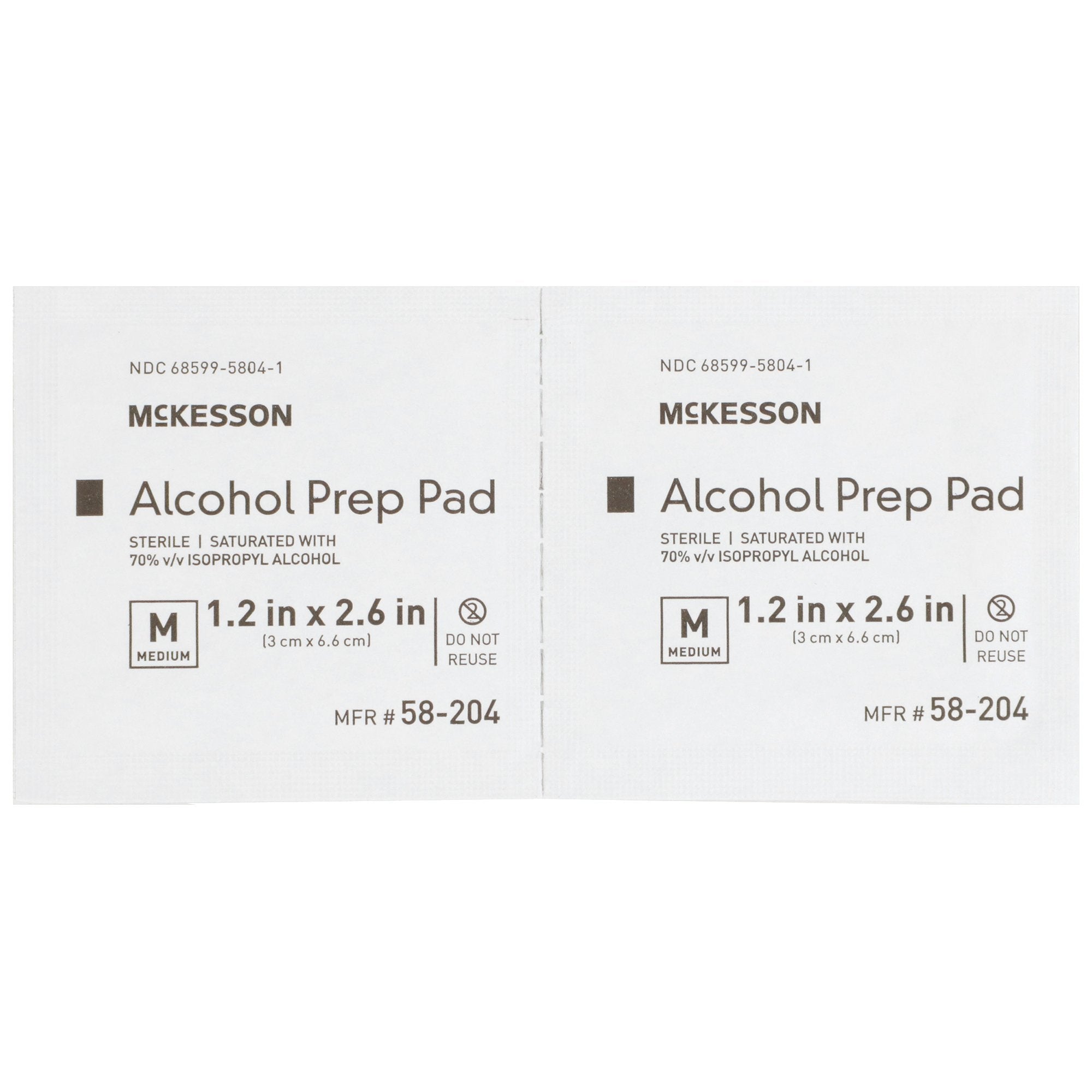 McKesson Alcohol Prep Pad, 70% Strength Isopropyl Alcohol, Individual Packet, Sterile