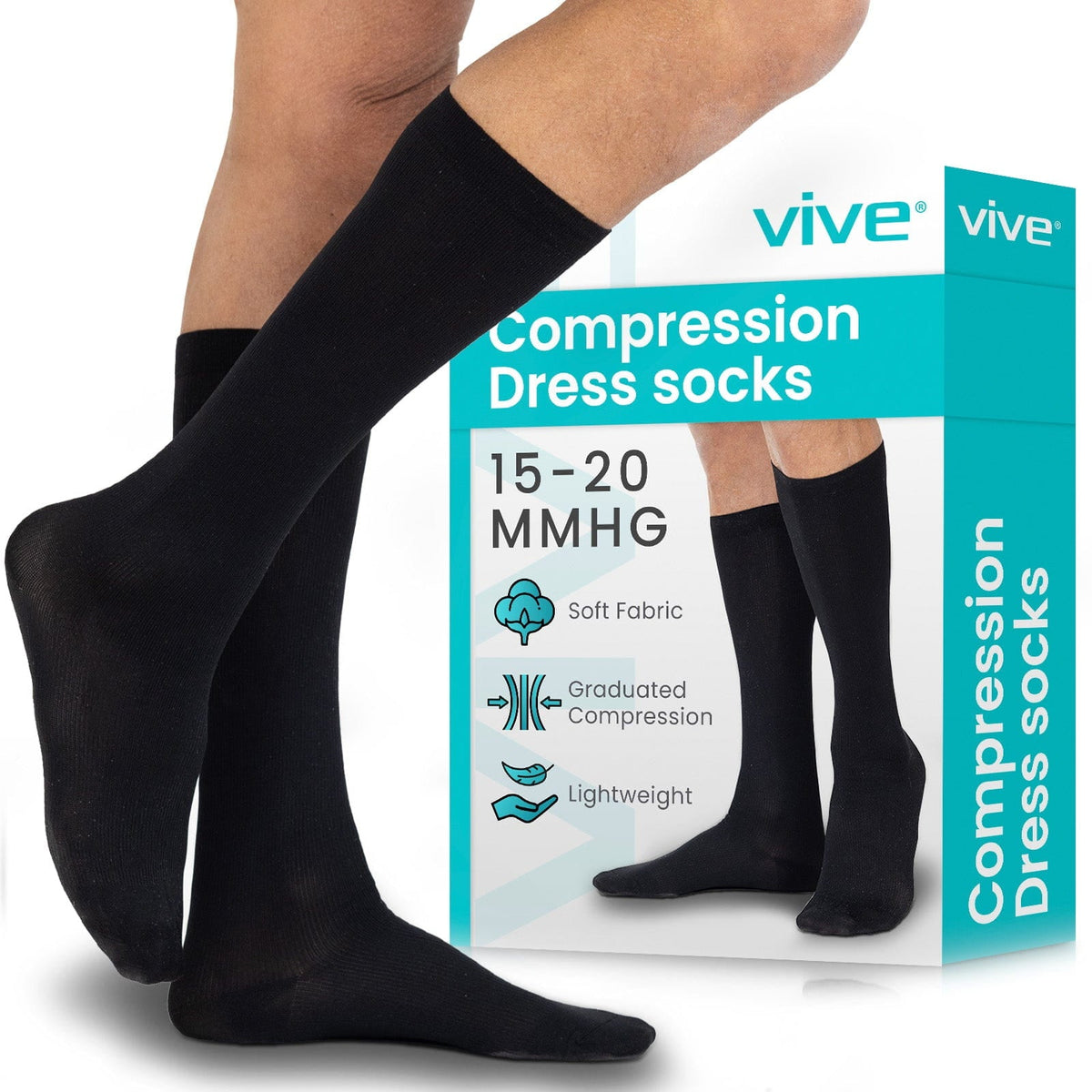 Knee High Men's Compression Dress Socks 15-20mmHg
