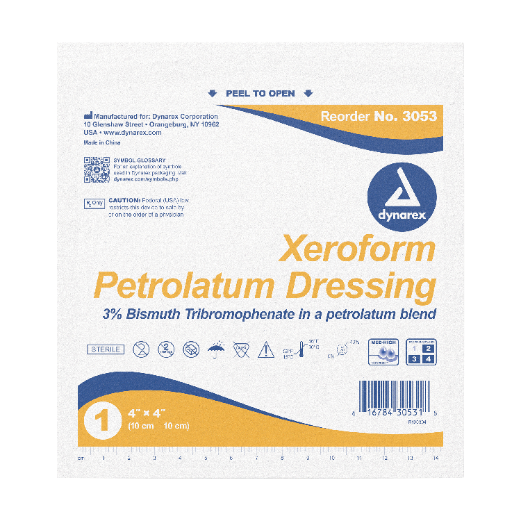Dynarex Gauze, Petrolatum (Xeroform), 4"x4"