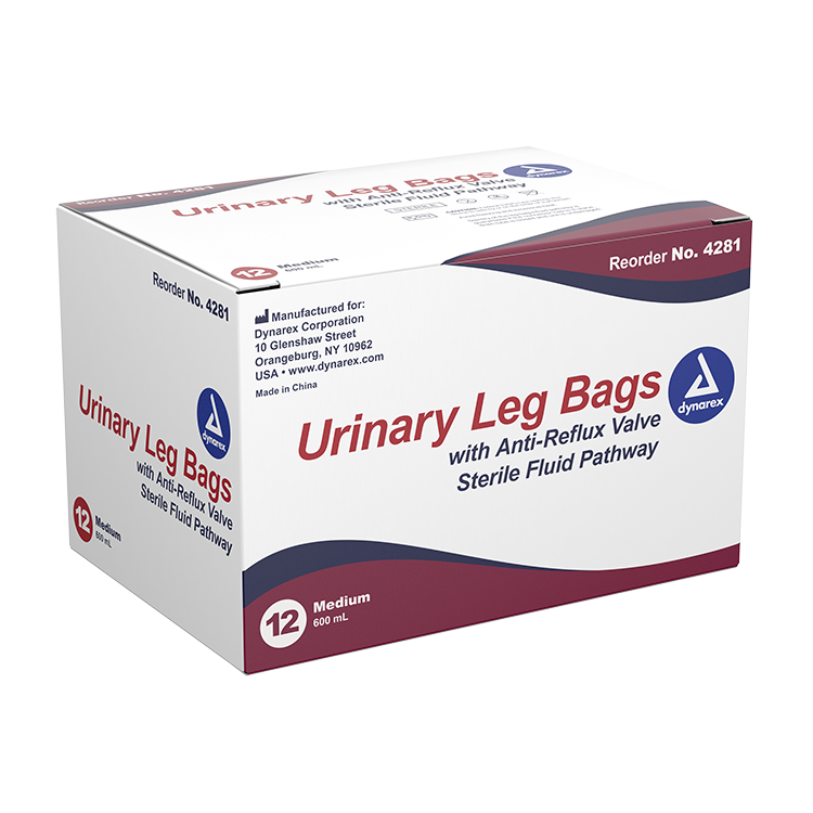 Dynarex Urinary Leg Bag, Anti-reflux valve, Sterile 600mL