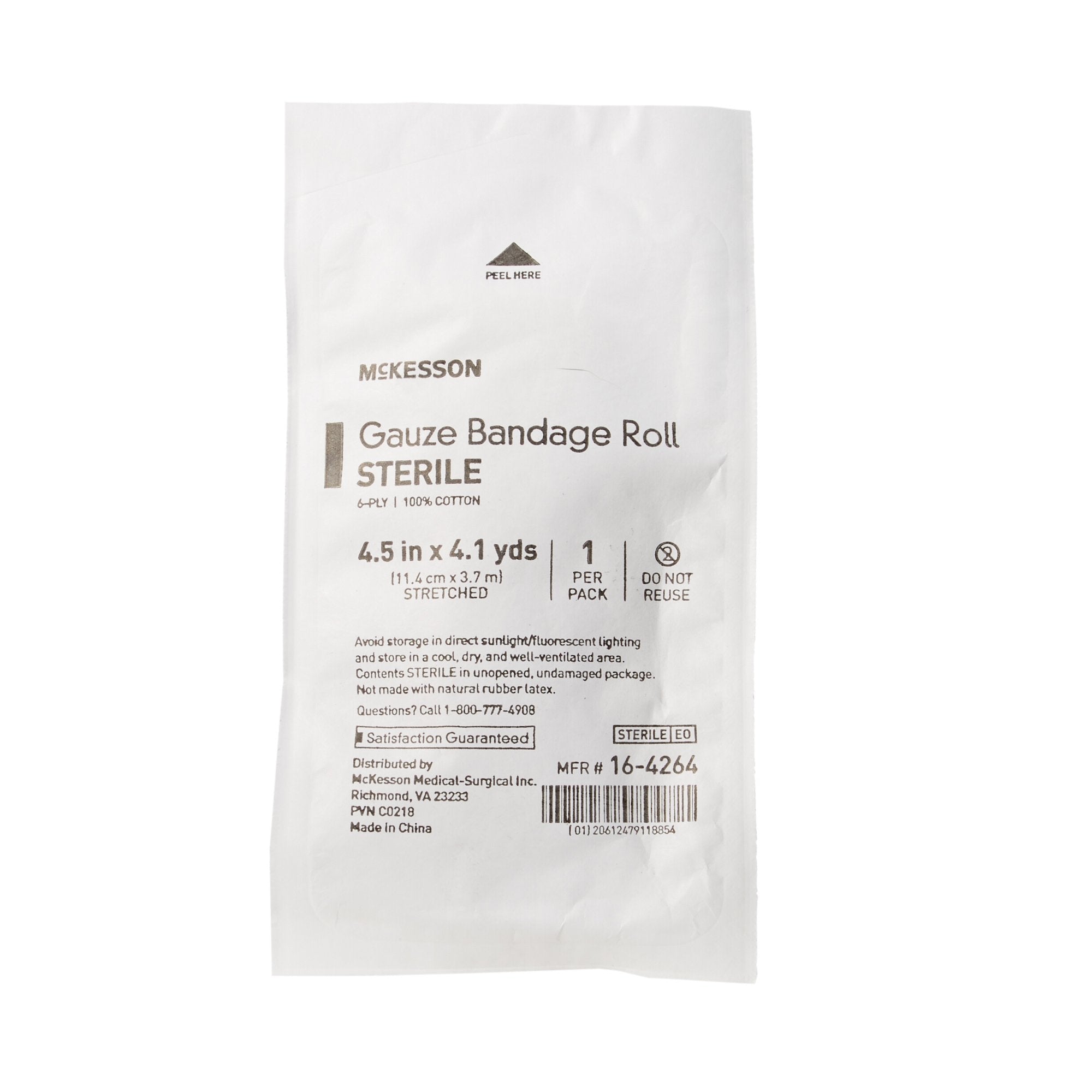 McKesson Gauze Bandage Roll 4.5" x 4.1 yd. 6-Ply Sterile