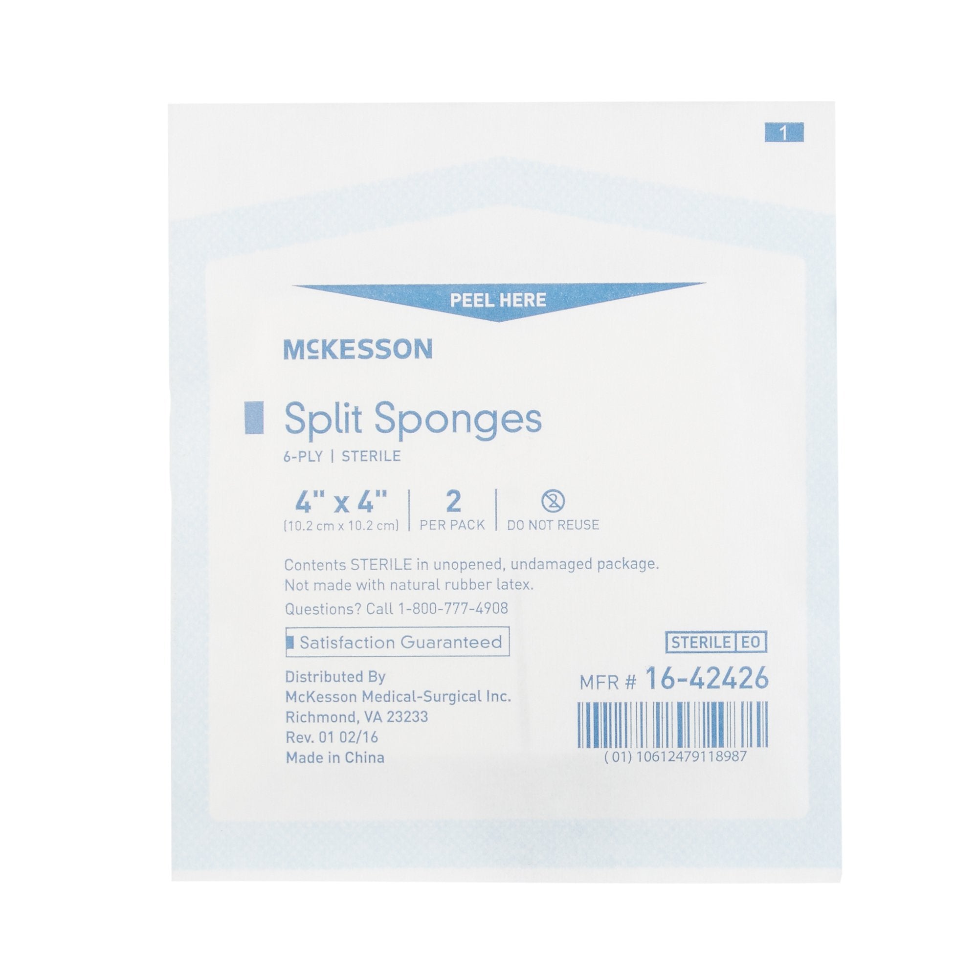 Drain Sponge 4 X 4 Inch 6-Ply Sterile 2 per Pack
