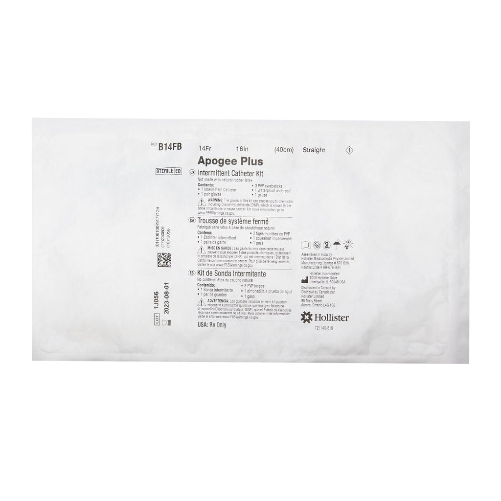 McKesson Intermittent Catheter Tray Apogee® Closed System / Firm Tip 14 Fr. Without Balloon