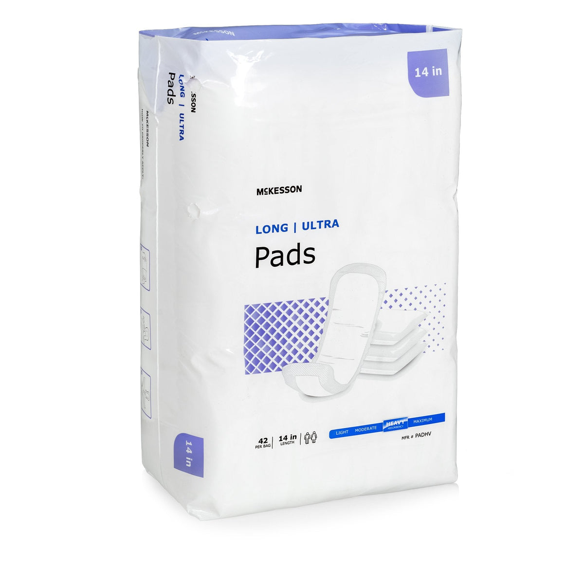 McKesson Bladder Control Pad, 14 Inch, Length Heavy Absorbency
