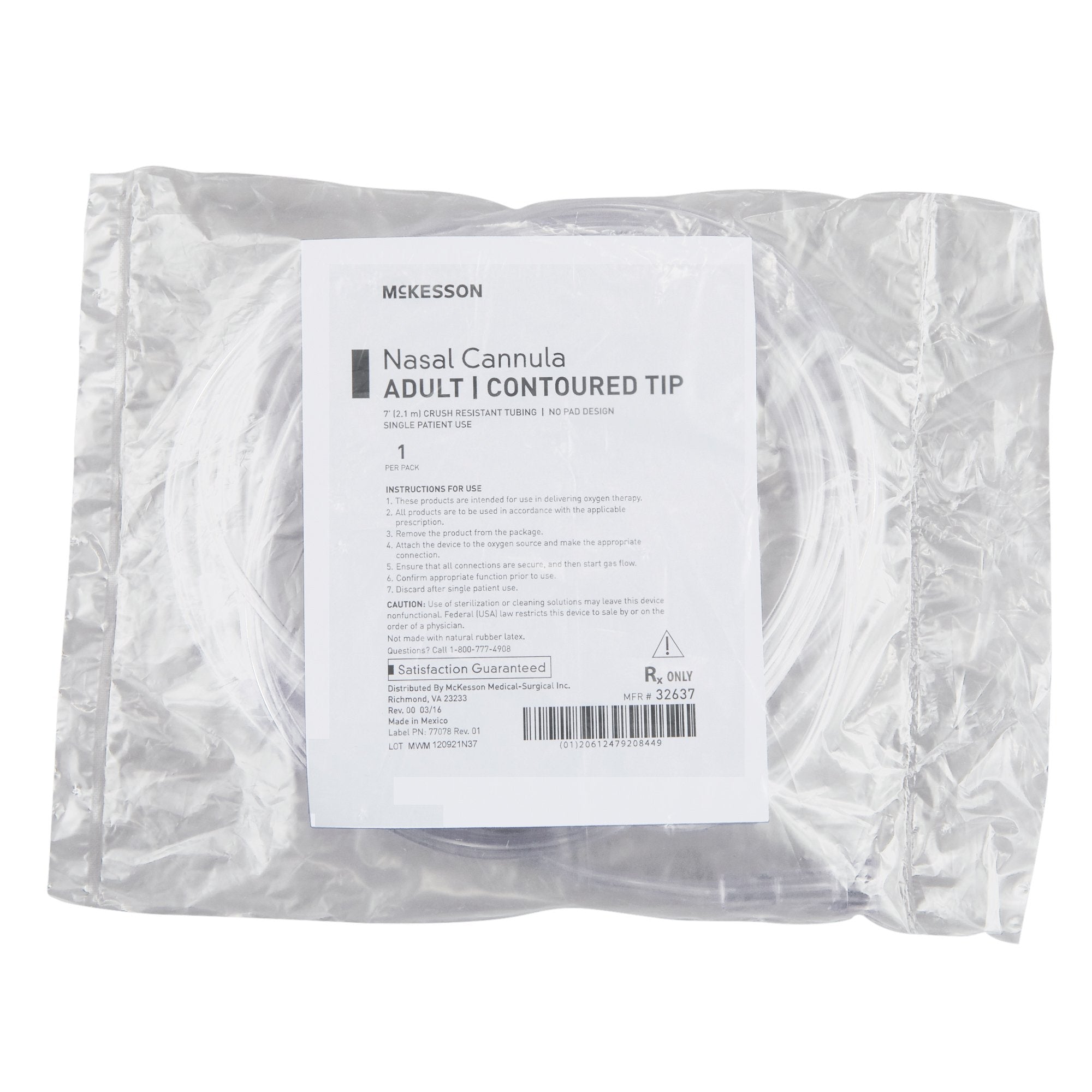 McKesson Nasal Cannula McKesson Adult Curved Prong / Non Flared Tip 7 Foot Tubing