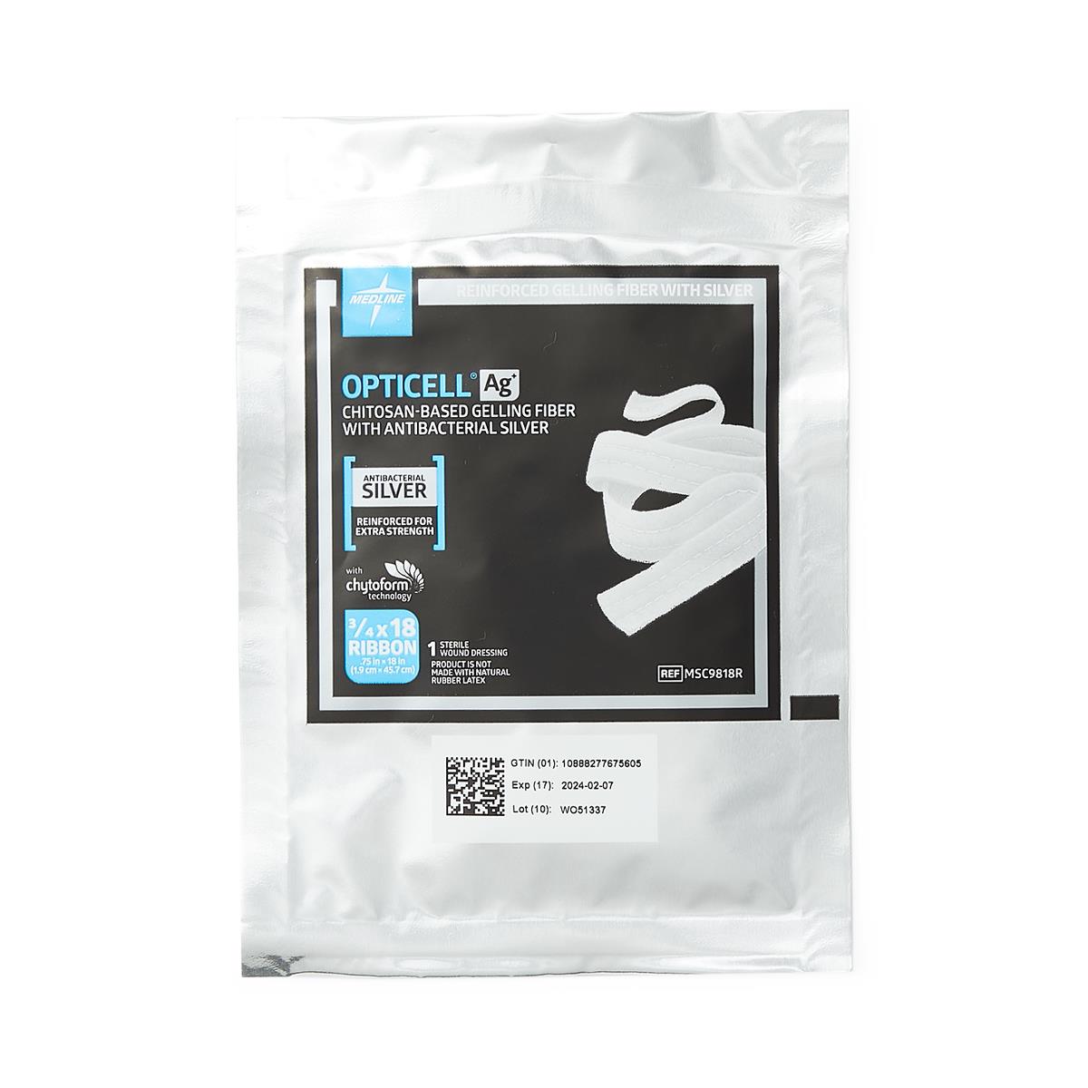 Medline Gelling Fiber Wound Dressing, Silver (Ag) Antibacterial, Opticell