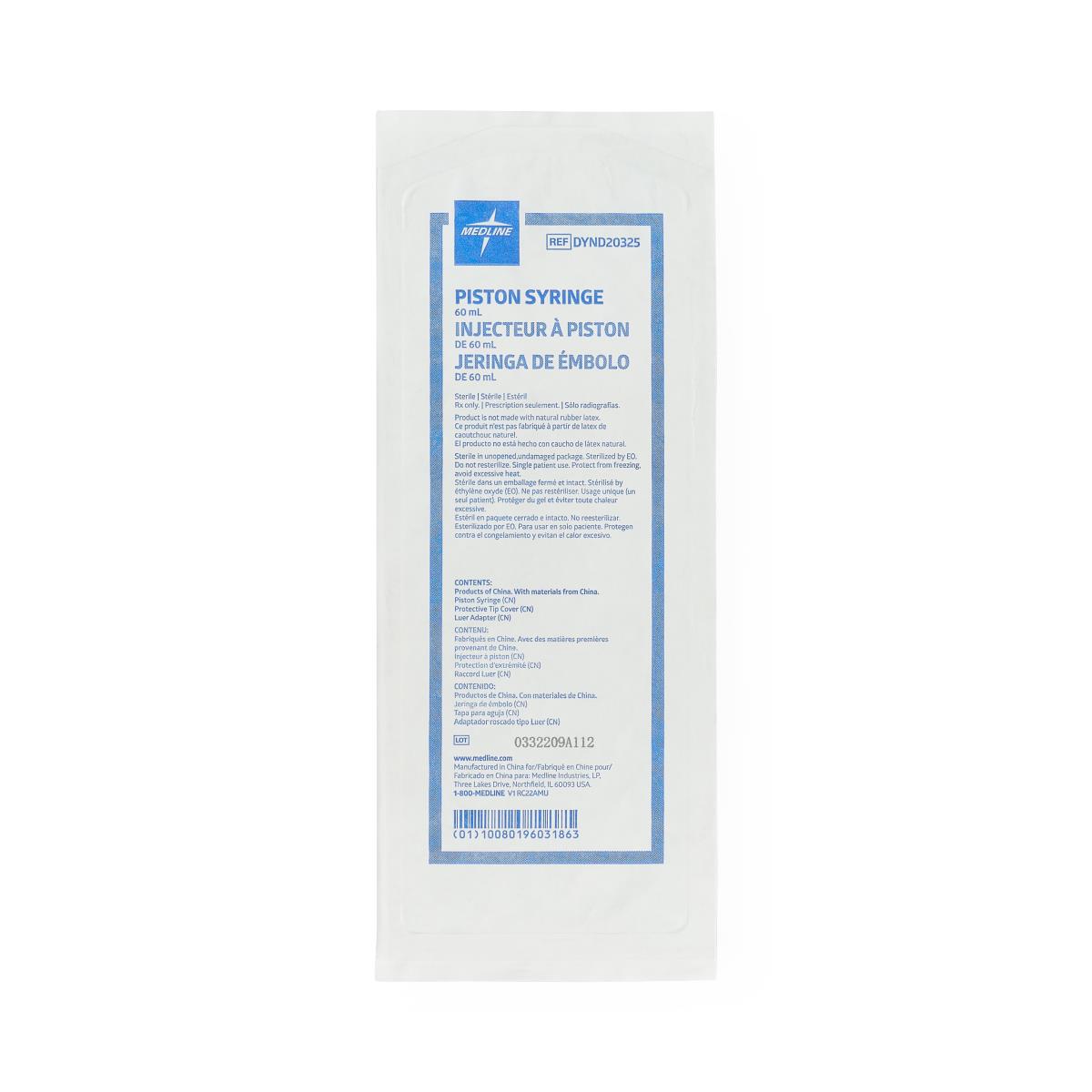 Sterile Irrigation Syringe with Piston and Luer Tip, 60 mL