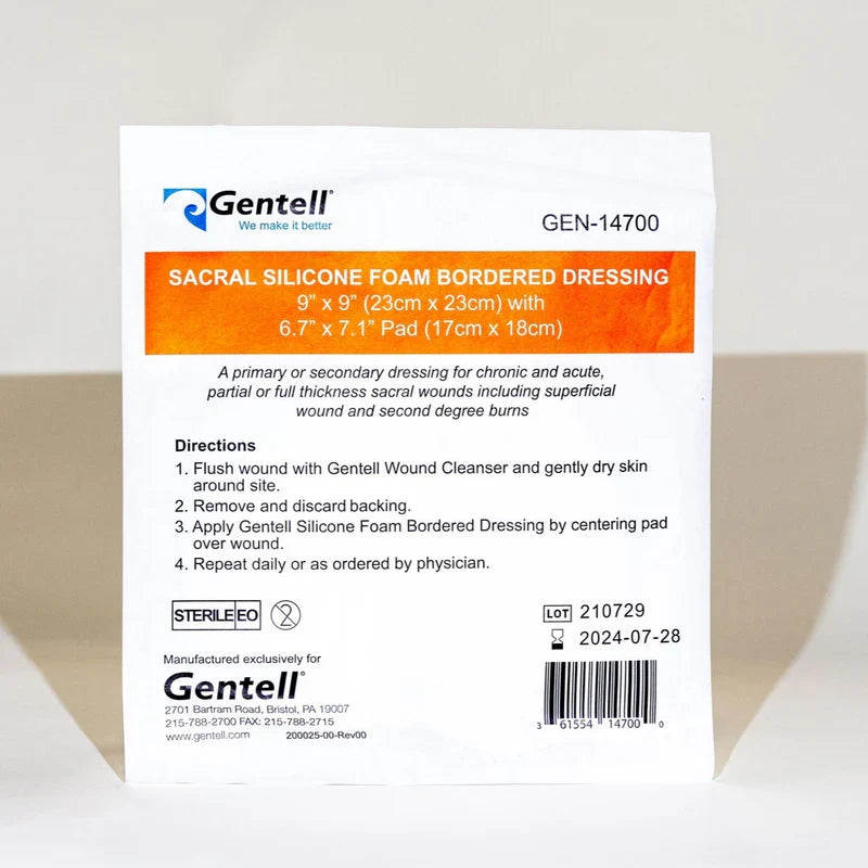 MedPlus Bordered Silicone Foam Sacral Dressing, 9" x 9"