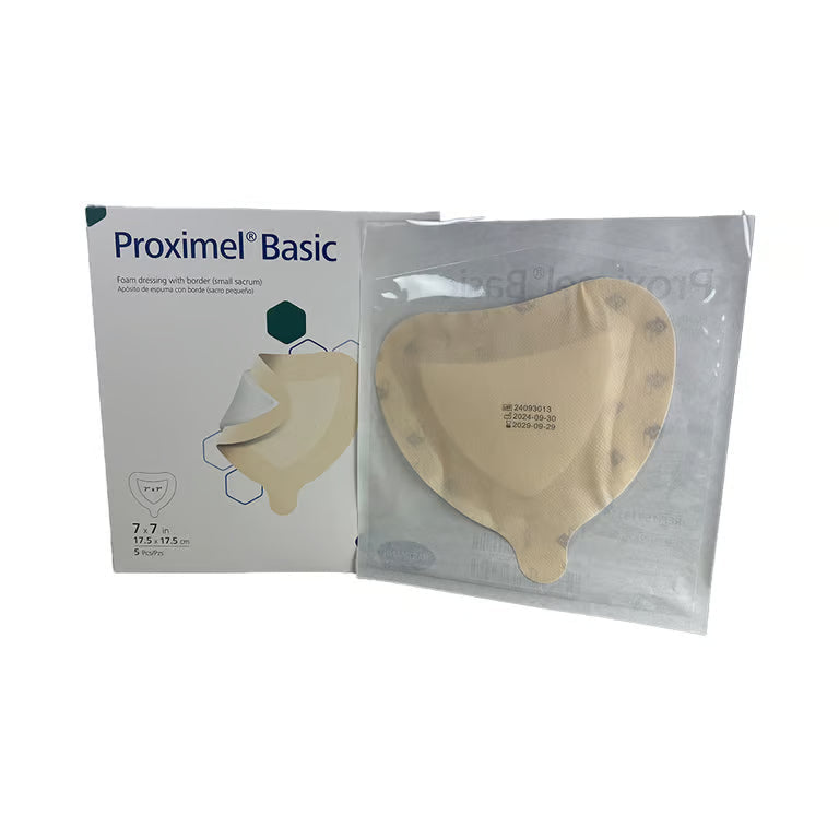 Foam Dressing, Sacral, 7"x7", w/ Border Waterproof Film Backing Acrylic Adhesive