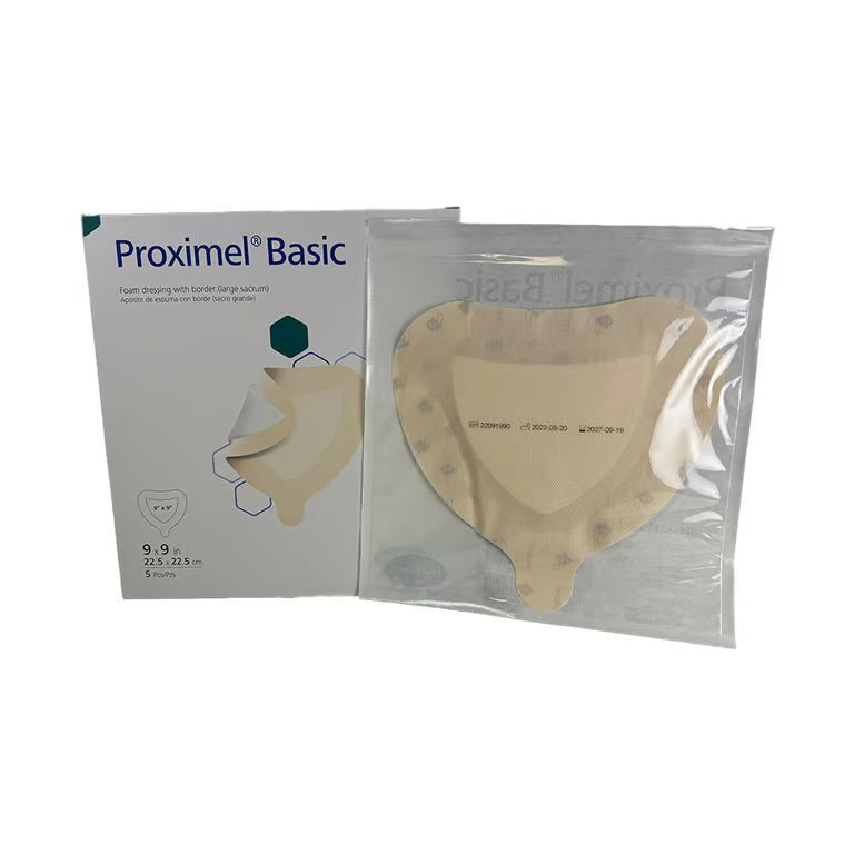 Foam Dressing, Sacral, 7"x7", w/ Border Waterproof Film Backing Acrylic Adhesive